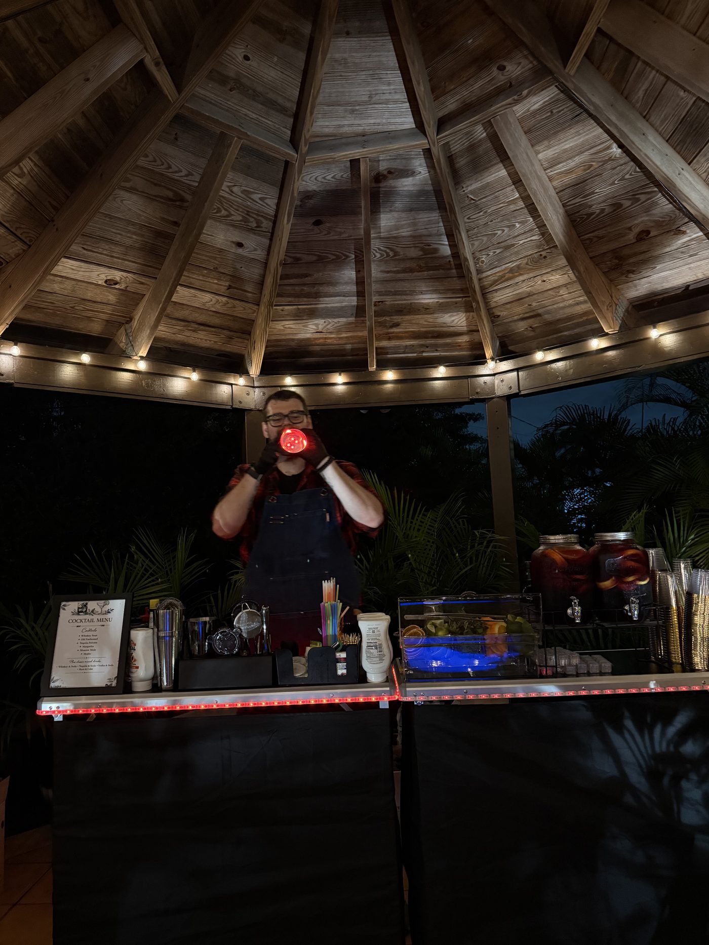 Bar setup with candles at Fort Lauderdale party