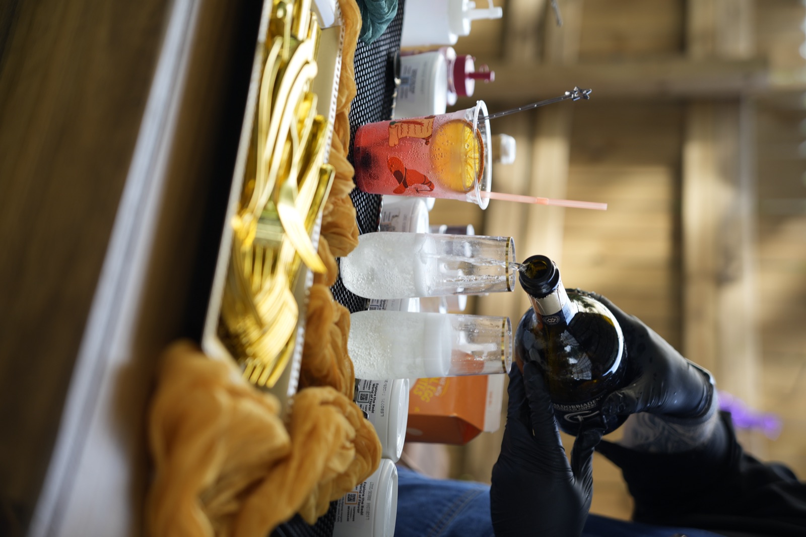 Craft cocktails with golden bar decor Miami