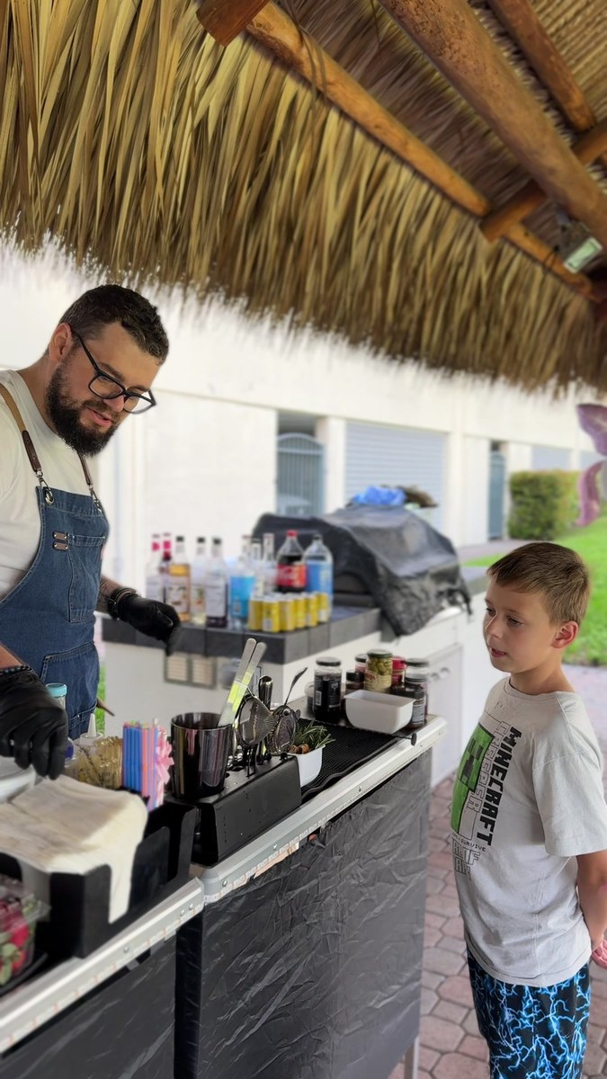 Kids mocktail bar setup at Miami birthday party