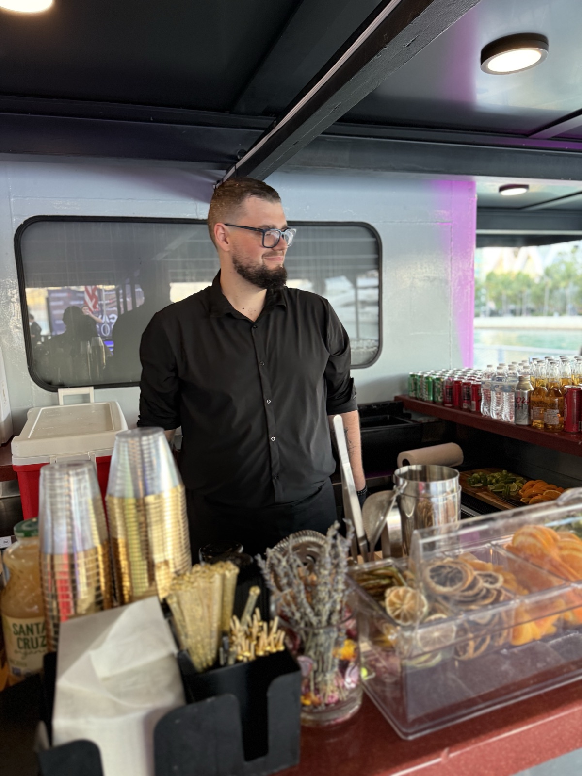 Private bartender working at a Fort Lauderdale yacht event